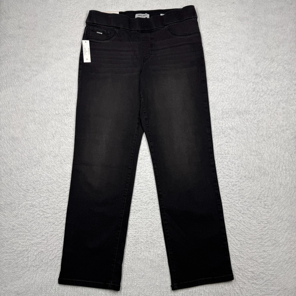 NWT Nine West Heidi Pull On Straight Denim Pants Stretch Women's Size 12